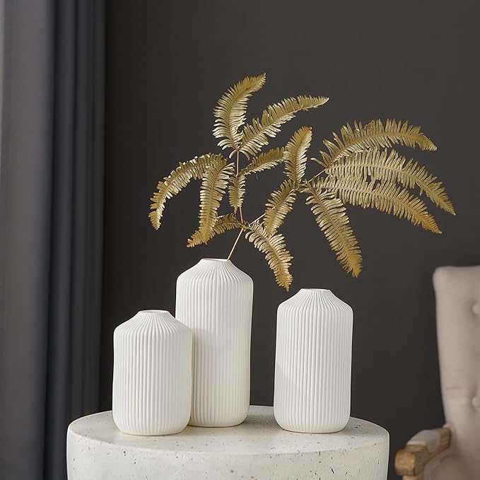 AWNR Ceramic Vase Home Decor: Set of 3 White Flower Vases Minimalist Vase for Flowers Modern Home Decor for Living Room Centerpiece Table Decorations