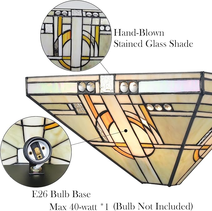 SAMTEEN Tiffany Wall Sconce 14-Inch 1-Light Antiqued Stained Glass Wall Light Fixture Tiffany Style Wall Lamp for Bedroom Living Room Hallway Foyer Kitchen Corner