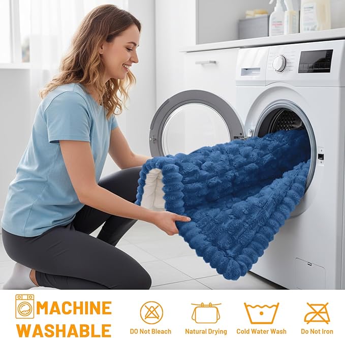 Smiry Pet Couch Cover for 3 Cushion Sofa, Non-Slip Fuzzy Couch Cover for Dogs Washable, Thick Soft Sofa Slipcovers Cushion Protector Pet Friendly (Navy, 27.6" x 88")