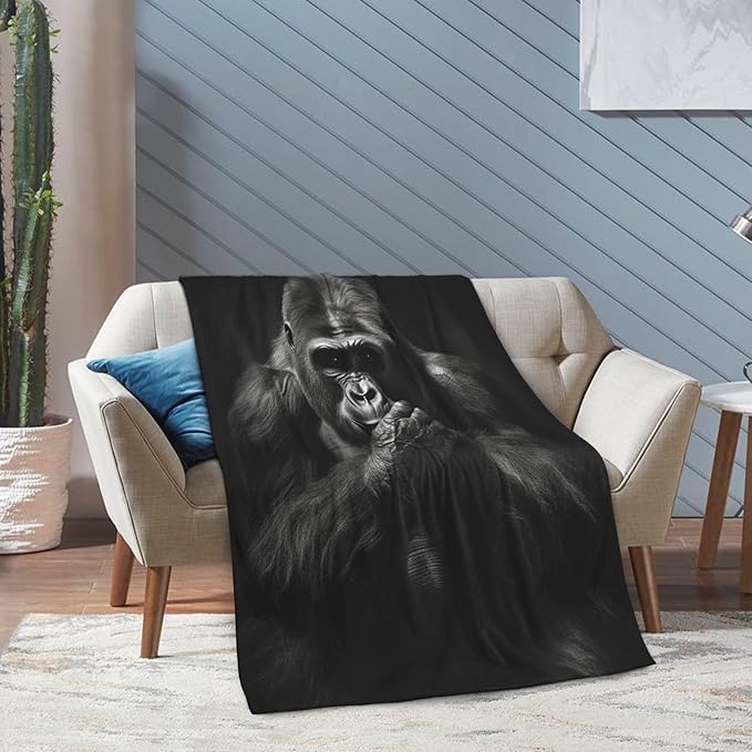 Chimpanzees Animal Throw Blanket Soft Plush Fleece Blankets Warm Cozy Lightweight Fuzzy Blanket for Bed Sofa Couch Home Decor 60"X50"