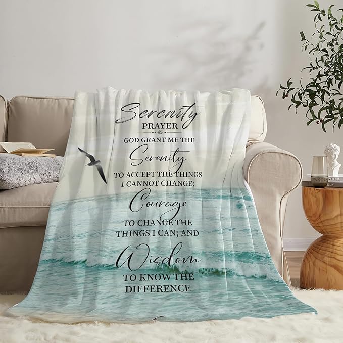 Tijuboni Serenity Prayer Bible Throw Blanket Christian Religious Gifts for Women Men Girls Boys Kids Adults Soft Flannel Fleece Blanket for Couch Sofa Bed Home Decor 40"x50"