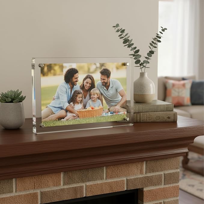 4x6 Acrylic Picture Frame 4 Pack Clear Magnetic Photo Frames Double Sided Free Standing Desktop Display