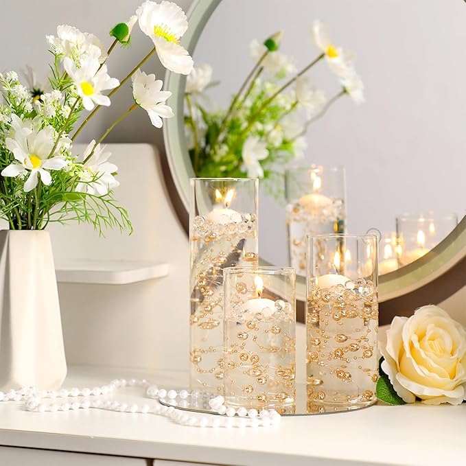 96 Pcs Cylinder Vases Set for Centerpieces, 6/8/10 Inch Tall Clear Glass Vase, Hurricane Floating Candle Holder for Wedding Table Decor, 2.5''/2.7''/3.3''' Diameter (3.3'' X 5.9'',7.9'',9.8'')
