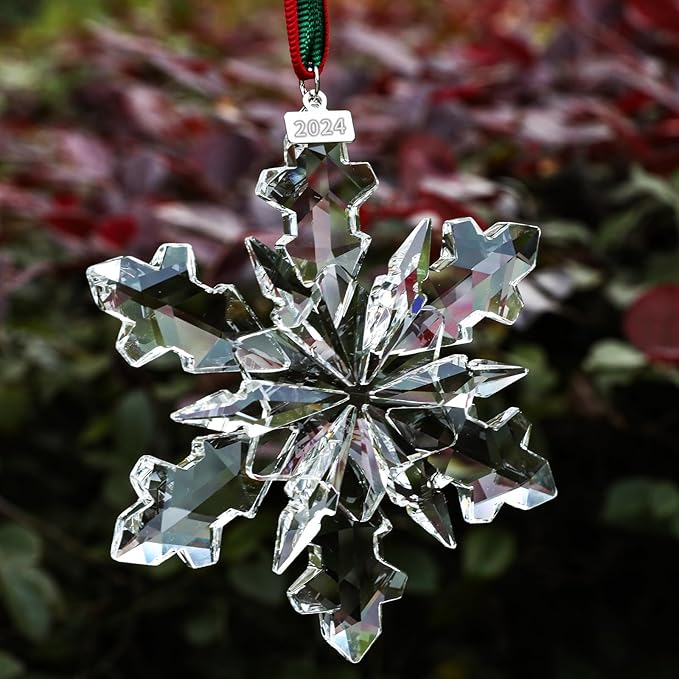 XIANGBAN 2025 Edition Snowflake Ornaments Crystal Christmas Ornaments Home Gifts (2025-Clear)
