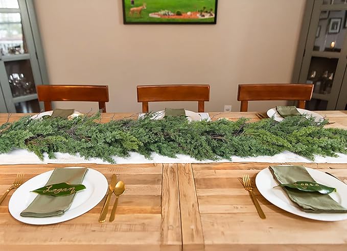 Lvydec Christmas Pine Garland Greenery Decoration, 6ft Realistic Cedar Branches Pine Leaves Cypress Garland for Holiday Mantel Fireplace Table Centerpiece