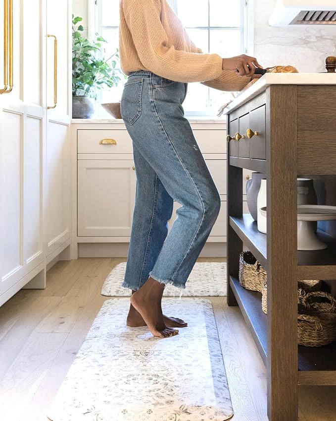 House of Noa Nama Standing Mat – Anti-Fatigue Cushioned Kitchen Mats for Floor | Ergonomic Bounce-Back Foam Kitchen Mats | Anti-Fatigue Mats for Kitchen & Standing | Emile Latte | 22" x 54"