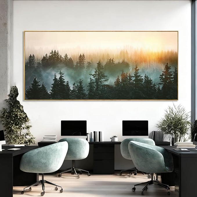 YJYart Nature Wall Art Tree Wood Wall Decor Forest Canvas Pictures 32"x70" Bedroom Artwork Over Bed Poster for Dining Room Office