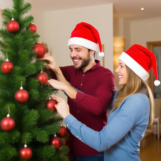 24ct Mini Christmas Balls Ornaments for Xmas Christmas Tree - Small Shatterproof Decor Hanging Ball for Holiday Wedding Party Decoration 1.18 Inch/30mm, Red