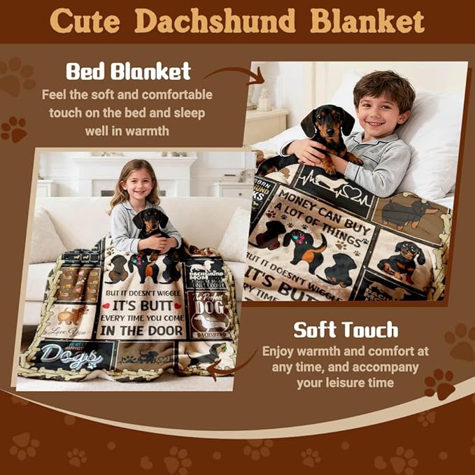 Dachshund Flannel Fleece Blanket Throw Couch Microfiber Soft Cozy Lightweight Luxury Bed Blanket 60"x50"for Teen