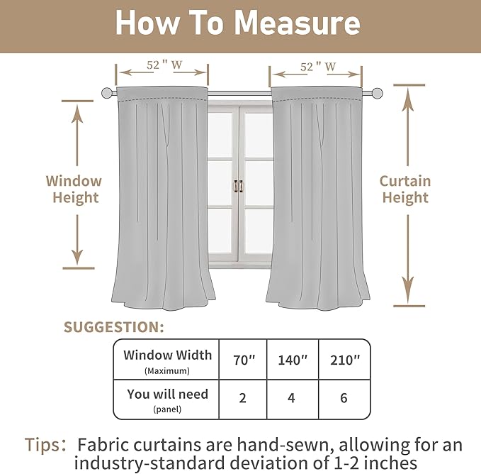 LAMIT Linen Blended Curtains for Bedroom, Faux Linen Textured Light Filtering Drapes Back Tab and Rod Pocket Boho Burlap Panels for Farmhouse/Living Room, 2 Panels, 52 x 72 Inch, Brown
