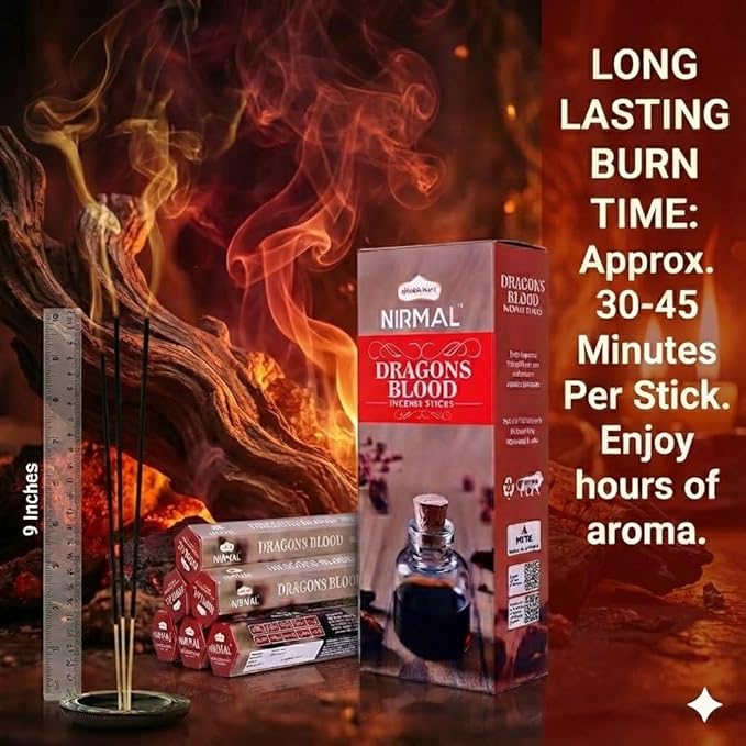 Shubhkart Hexa Dragon's Blood Incense Sticks, Pack of 6 (120 Sticks). Deep, Earthy & Resinous Aroma for Protection Rituals, Empowerment, Meditation & Spiritual Focus