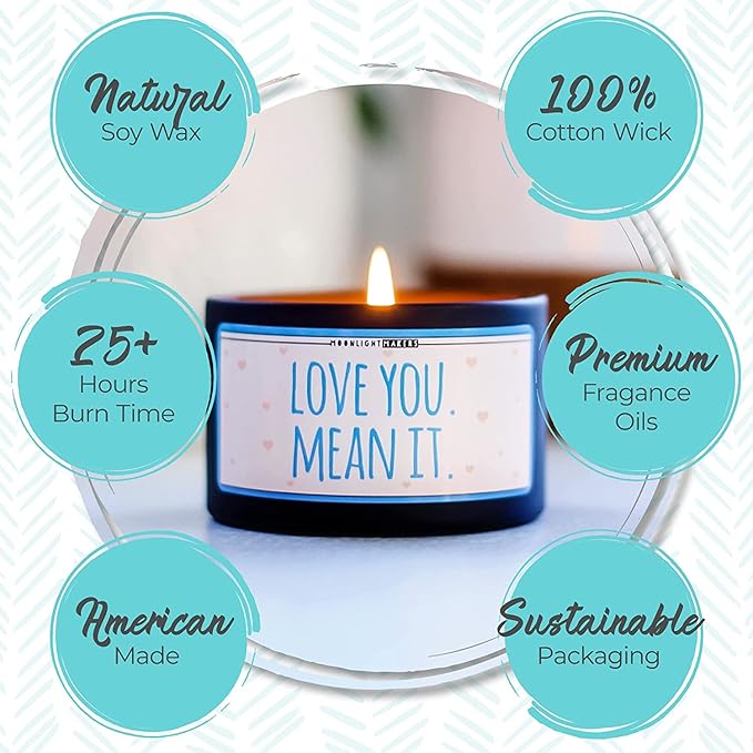 Moonlight Makers, Happy Anniversary, Rose Gold Vanilla Breeze Scented Handmade Candle, Natural Soy Wax Candle, 25+ Hour Burn Time, 8oz Tin