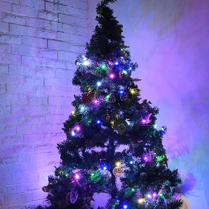 50-Count 8 Modes Christmas Lights with Timer, 18ft Battery Operated String Light Mini Lights Set for Indoor Outdoor Wreath Decor Christmas Tree Thanksgiving Day, Multicolor