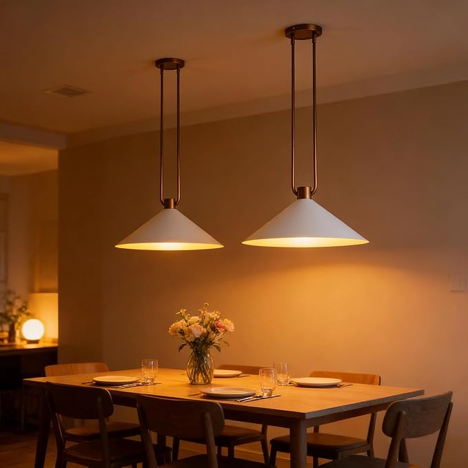 Elegant Ivory Cone Pendant Light, Minimalist Slender Tubing Pendant Light, Contemporary Cone Pendant for Bedroom, Living Room, Dining Room, Entrance