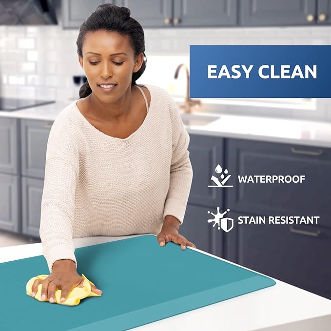 KitchenClouds Kitchen Mat Cushioned Anti Fatigue Kitchen Rug 17.3"x39" Waterproof Non Slip Kitchen Rugs and Mats Standing Desk Mat Comfort Floor Mats for Kitchen House Sink Office (Green)