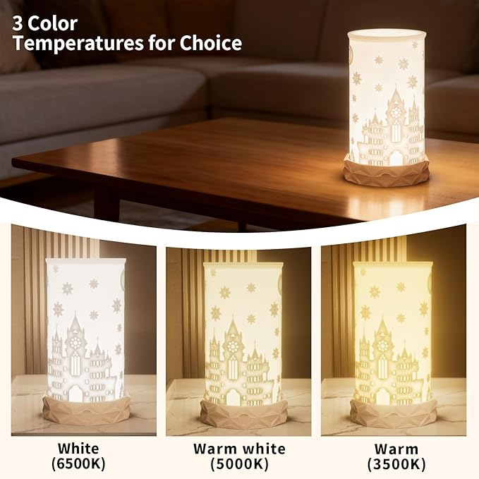 Indoor Battery Operated Table Lamp, 1500mAh Rechargeable Bedside Lamp 3 Color Temperatures with Rotatable Lampshade, USB C Charging Touch Control Nightstand Lamp for Bedroom, Dinning Room, Dorm