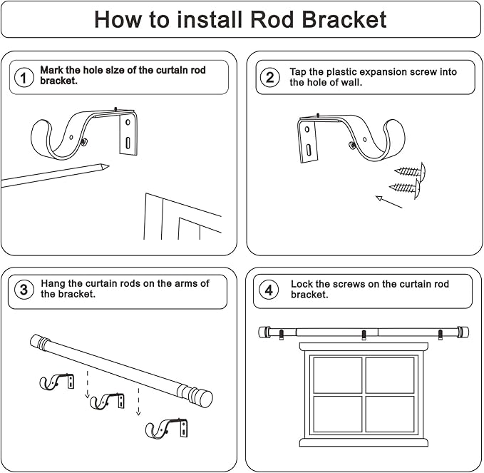 Curtain Rods for Windows 16 to 88 Inches Adjustable Length 1 Inch Diameter Window Curtain Rod with Aluminium End Cap, Antique Bronze