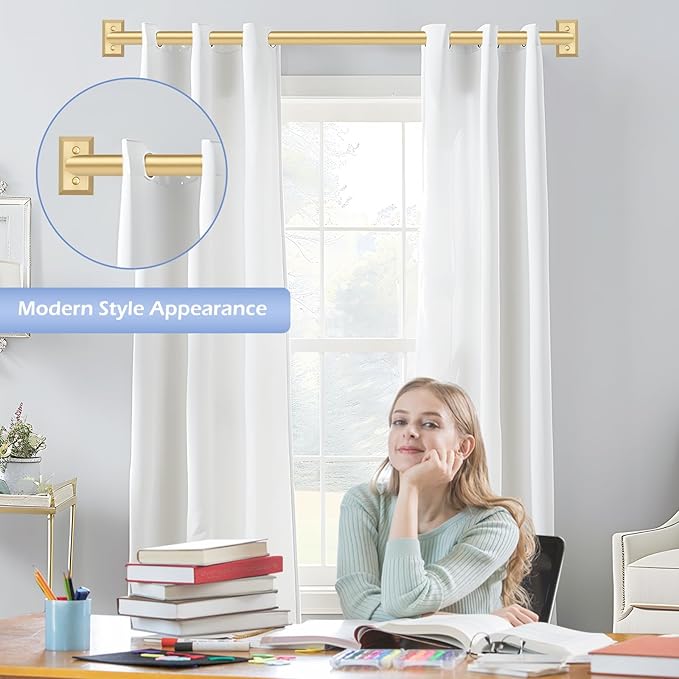 Gold Wrap Around Curtain Rods for Windows 28 to 60:Blackout Heavy Duty Adjustable Curtain Rod Room Darkening Modern Industrial Curved French Return Metal Drapery Rods Easy Install Brass Gold