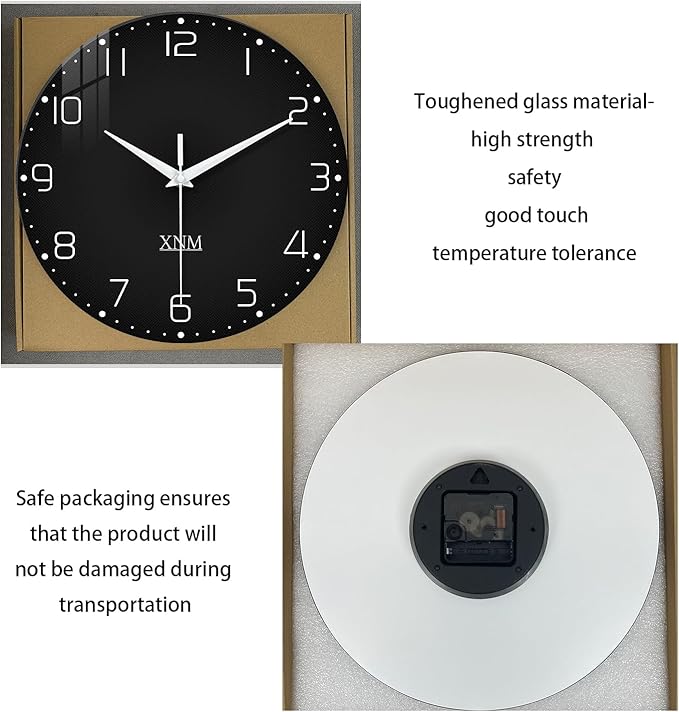 XNM Black Wall Clock Round 24 Inch Battery Operated Silent Wall Clock for Office Decorative Wall Clocks