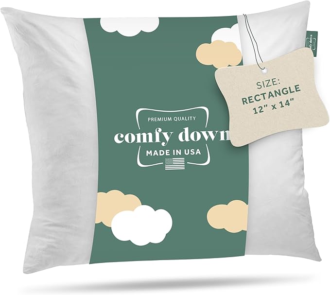 ComfyDown Decorative Throw Pillow Insert, Down and Feather Fill, 100% Cotton Cover, 233 Thread Count - Made in USA (12 X 14)