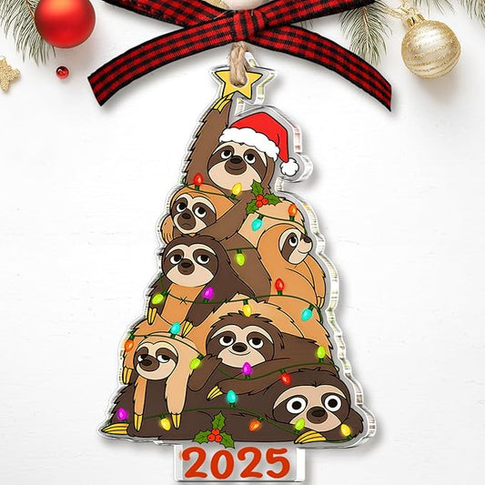 Sloth Christmas Ornament - Sloth Ornament - Sloth Ornaments for Christmas Tree - Cute Animals Gifts for Women, Men, Lovers - Hanging Acrylic Animals Ornaments 2025