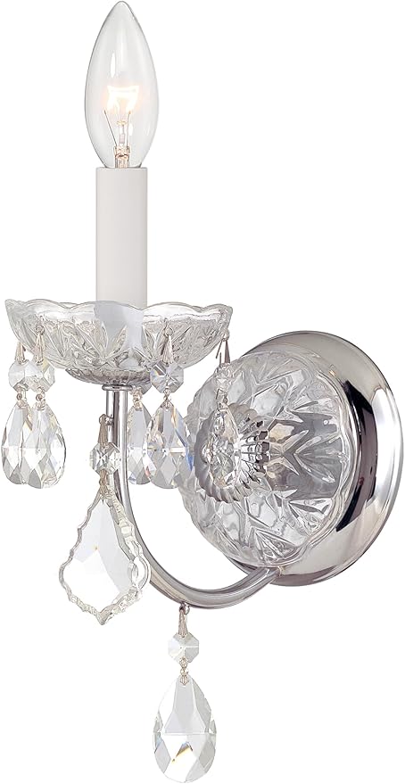 Crystorama Imperial 1 Light Clear Italian Crystal Polished Chrome Sconce