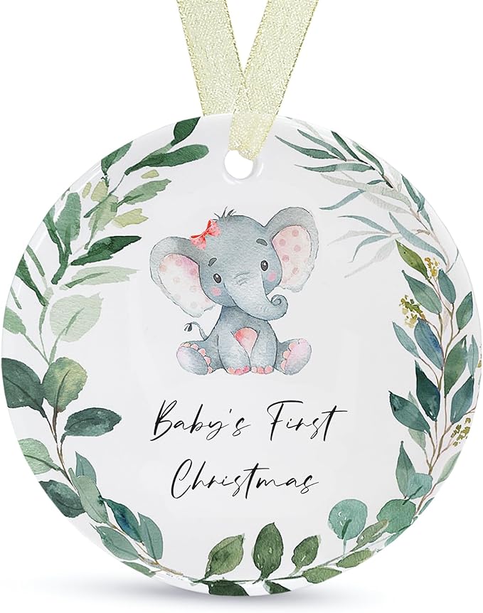 Babys First Christmas Ornaments 2025 Babies First Christmas Ornament Baby's 1st Ornament Boys Girls Round Ceramic Decoration with Gift Box&Ribbon (2.9"