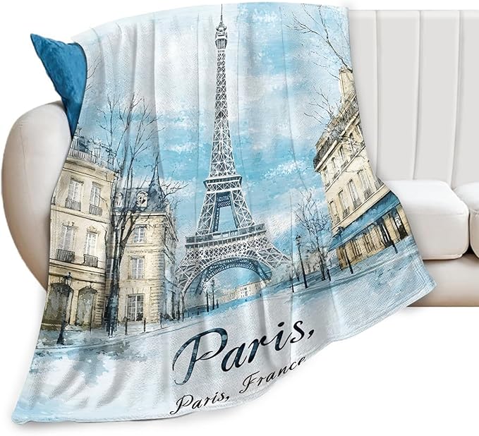 Tijuboni Paris Eiffel Tower Throw Blanket Paris Gifts for Girls Women Boys Men Adults Kids Soft Flannel Fleece Blanket for Couch Sofa Bed Home Decor 50"x60"