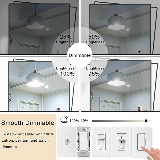 7.3 Inch E26 Led Bulb 6W Dimmable, 5000K Daylight Edison Bulbs 800LM, Equal 80 Watt Tubular T10 T9 Long Clear Glass Light Bulb for Rustic Pendant Industrial Pipe Wall Sconces - 4Pack