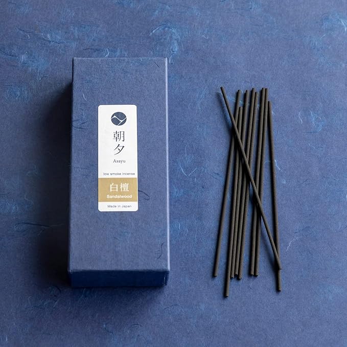 Asayu Japan Incense Sticks with Low Smoke for Morning or Evening Meditation, Relax or Yoga, Made in Japan 40gr - Sandalwood