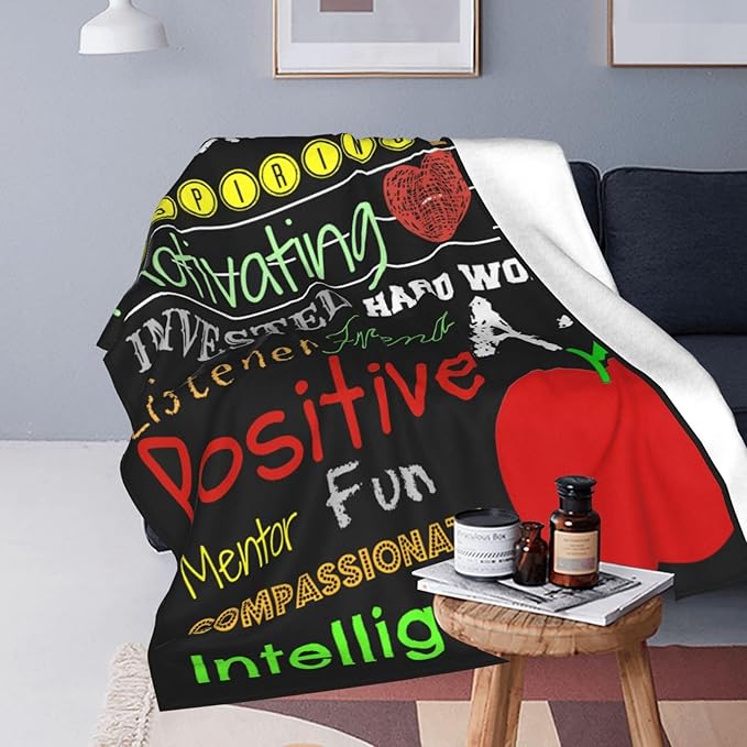 Teacher Blanket Best Teacher Decor Throw Blanket Super Soft Flannel Lightweight Fluffy Plush Cozy Fuzzy Fleece Appreciation Gifts Blanket for Woman Adults Man for Bedding Sofa 40"X50"