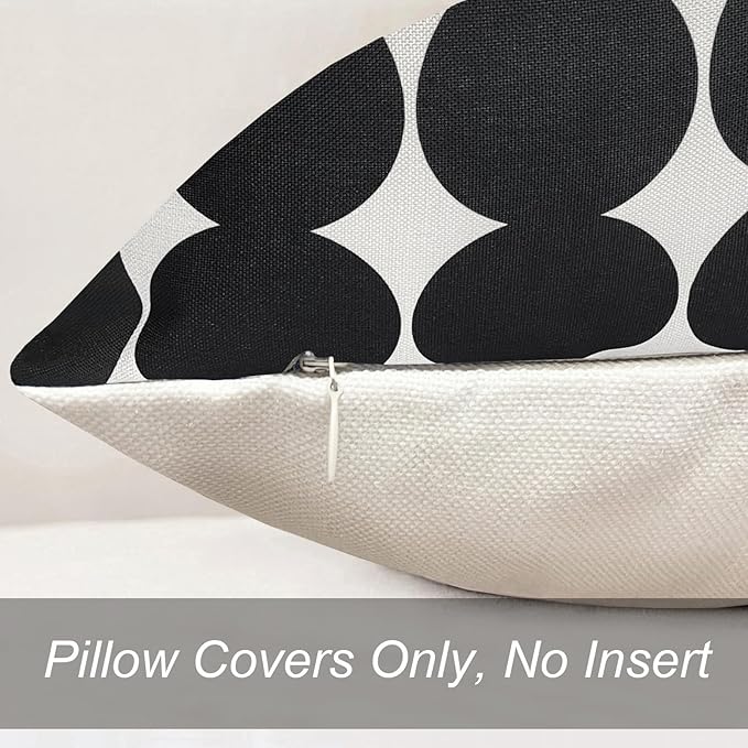Decorative Throw Pillow Covers Set of 2 Black Fashion Polka dot Pillow Covers 22x22 Inch Throw Pillow Cover Linen Pillowcase Farmhouse Outdoor Pillow Covers for Couch Sofa Living Room