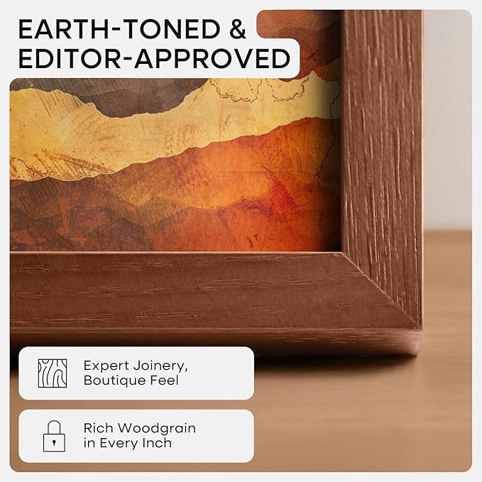 Homeforia 14x22 Picture Frame Brown, High End Dark Oak 14x22 Walnut Wooden Frames with Mat 12x16, 14 x 22 Wood Poster Frame Matted to 12 by 16, 22x14 Hanging Frames, Tempered Glass, Wall Kit, Set of 1