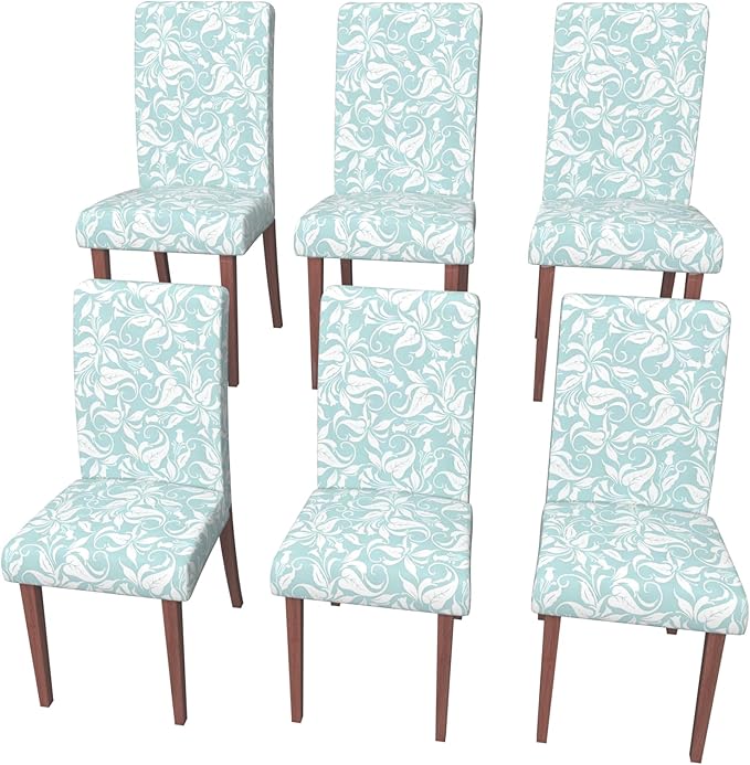Stretch Dining Chair Covers Set of 6,Floral Print Chair Covers,Soft Removable Washable,Pet Friendly Furniture Protector,Universal Chair Slipcovers for Home, Kitchen,Ceremony Dining Room Seat