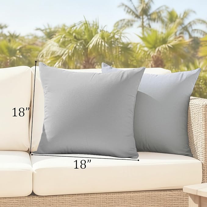 Grey Pillow Covers 18x18 Decorative Solid Throw Pillow Cover for Couch Porch Bedroom Farmhouse Living Room Decor Fall Pillow Covers Decorative Soft Cushion Covers Washable Neutral Style