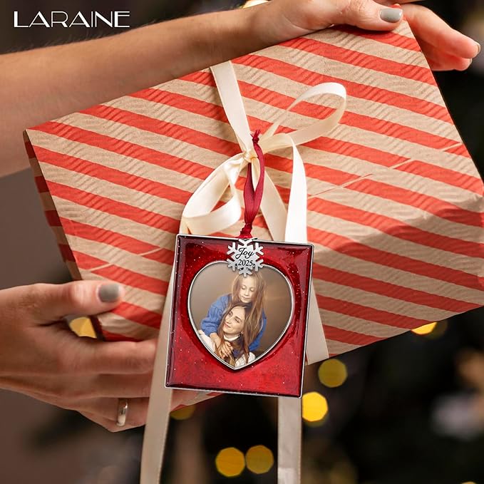 Laraine Christmas Tree Ornaments 3 Pieces – Decorative Hanging 2025 Pendant with 2.5” Picture Frame Insert for Pet Holiday Keepsake Gift (Colorful-A-Set (2025))