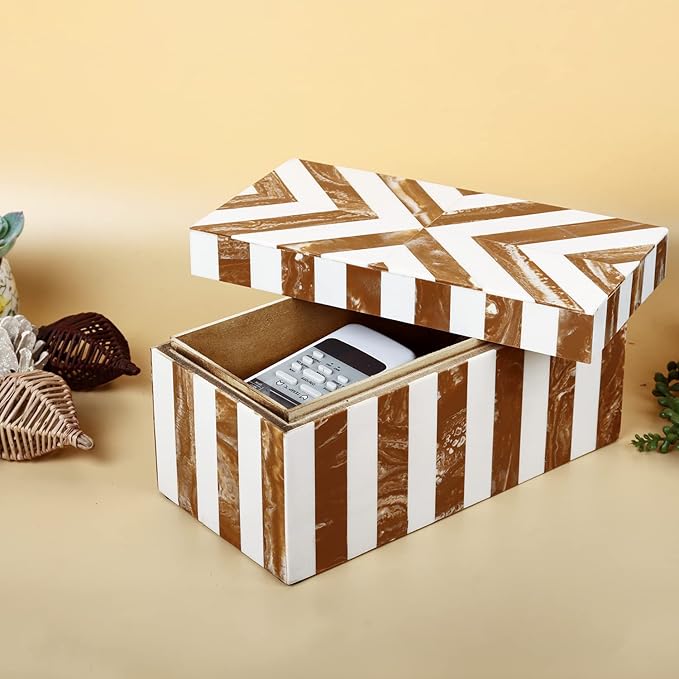 Handicrafts Home Decorative Organizer Box 10x5 – Large Keepsake Box with Lid, Modern Decorative Storage Box, Bohemian Coffee Table Décor, Jewelry & Memory Box, Decorative Accent Box for Home Décor