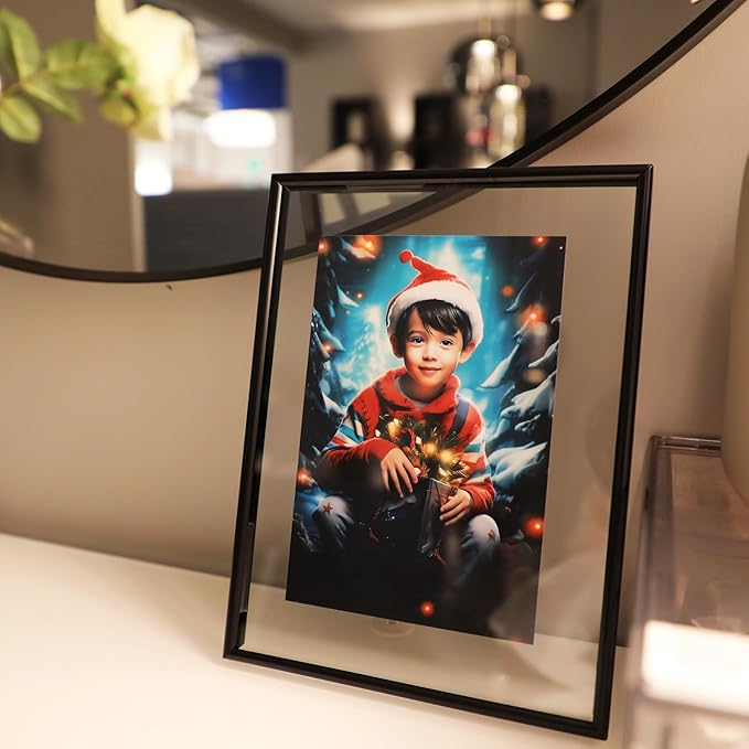 Wall Floating Frame, 6"×8", Black, 2 Set, Wall Mounting or Wall Leaning, For Photo 6×8, 5×7, 4×6, Classy For Festival, Anniversary, Wedding, Home or Office Décor