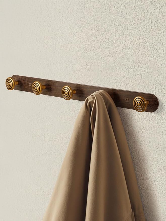 1 Pack Coat Rack Wall Mounted Antique Brass Wood Towel Hooks for Bathrooms Wall Hooks for Hanging Coat Robe Hooks Kitchen Decorative Heavy Duty Zinc Alloy