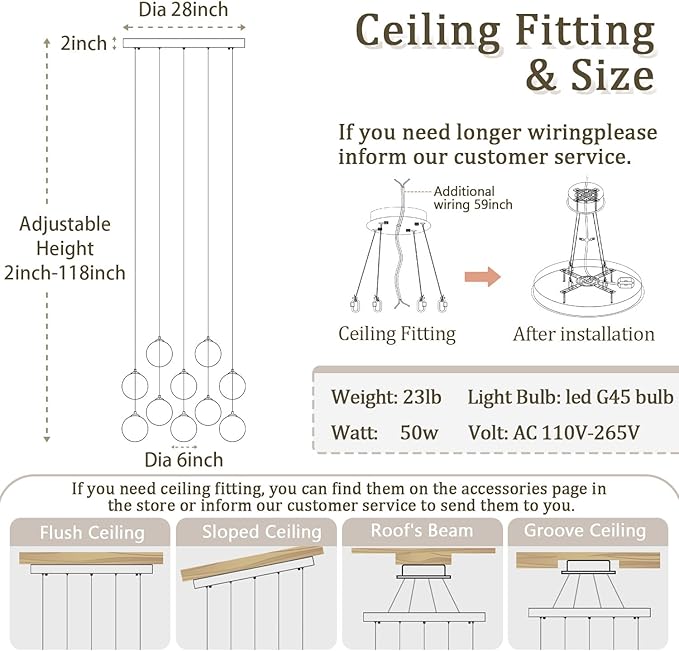 10-Lights Chandeliers for Dining Room Glass Globe Pendant Light Gold Chandeliers Rectangle Pendant Ceiling Light Fixture for Kitchen Island Dining Room Over Table Entryway Lighting Fixture