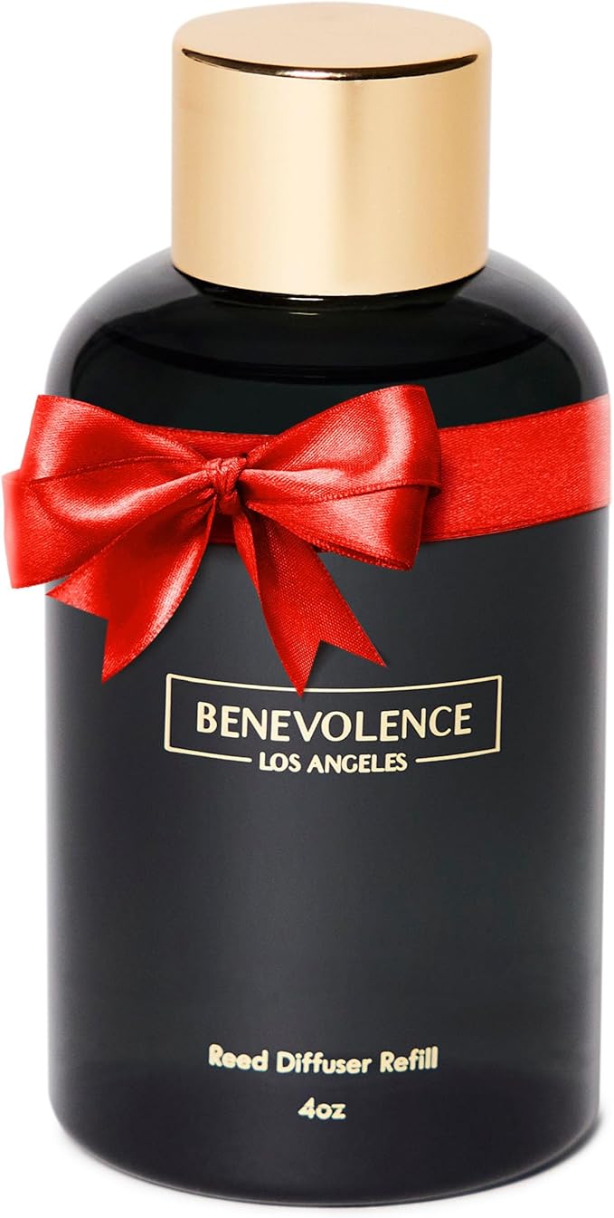 Benevolence LA Rose & Sandalwood Reed Diffuser Oil Refill | Long Lasting Home Fragrance for Bathroom and Bedroom | Essential Oils for Relaxation - 4 oz