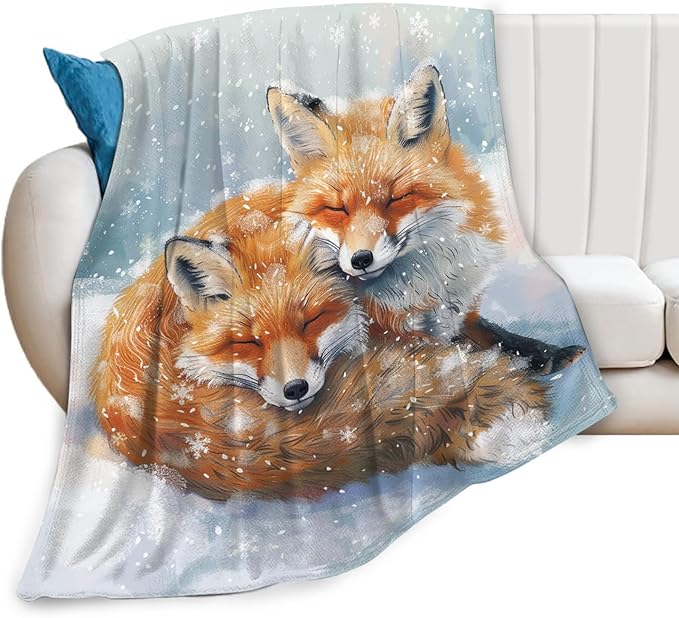 Tijuboni Fox Throw Blanket Fox Gifts for Girls Boys Women Men Kids Adults Soft Flannel Fleece Blanket for Couch Sofa Bed Home Decor 50"x60"