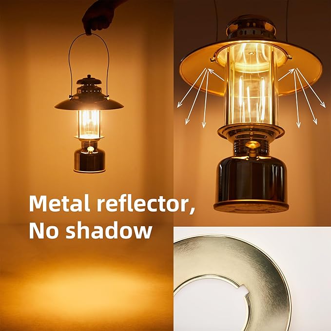 Large 18” Metal RetroLED Camping Lantern, 6500mAh Rechargeable Battery Last 17-500 Hours Camping Lamp, Classic Dimmable Hanging Lantern, Vintage Camping Light for Courtyard Outdoor Decoration