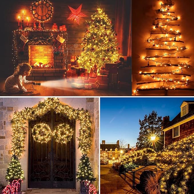Brizled Warm White Clear Christmas Lights Connectable, 21FT 100 Count Mini Incandescent String Lights Plug in, Waterproof Xmas Tree Lights Green Wire for Indoor Outdoor Home Party Garden Yard Decor