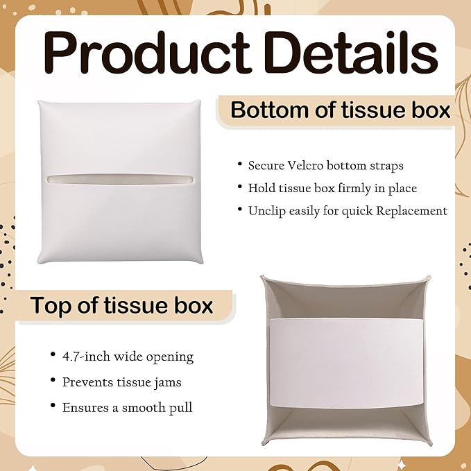 Western PU Leather Tissue Box Cover - Southwest Aztec Vintage Decorative Tissue Holder - Waterproof & Modern Dispenser Box - Facial Paper Organizer Home Decor for Living Room, Bathroom, Office - A03