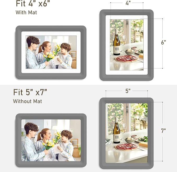 Dark Gray 5x7 Picture Frame with Acrylic Front 1 Pack, ABS Frame for 5x7 or 4x6 Photos, Shatterproof UV-Resistant Tabletop Photo Frame, Vertical/Horizontal Display for Home Décor