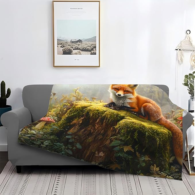 Tijuboni Fox Throw Blanket Fox Gifts for Girls Boys Women Men Kids Adults Soft Flannel Fleece Blanket for Couch Sofa Bed Home Decor 50"x60"