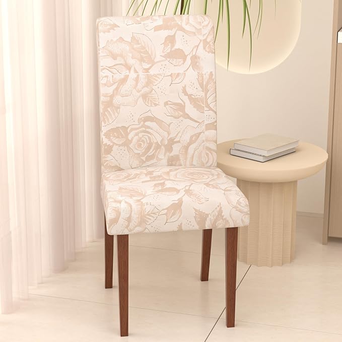 Stretch Dining Chair Covers Set of 6,Floral Print Chair Covers,Soft Removable Washable,Pet Friendly Furniture Protector,Universal Chair Slipcovers for Home, Kitchen,Ceremony Dining Room Seat