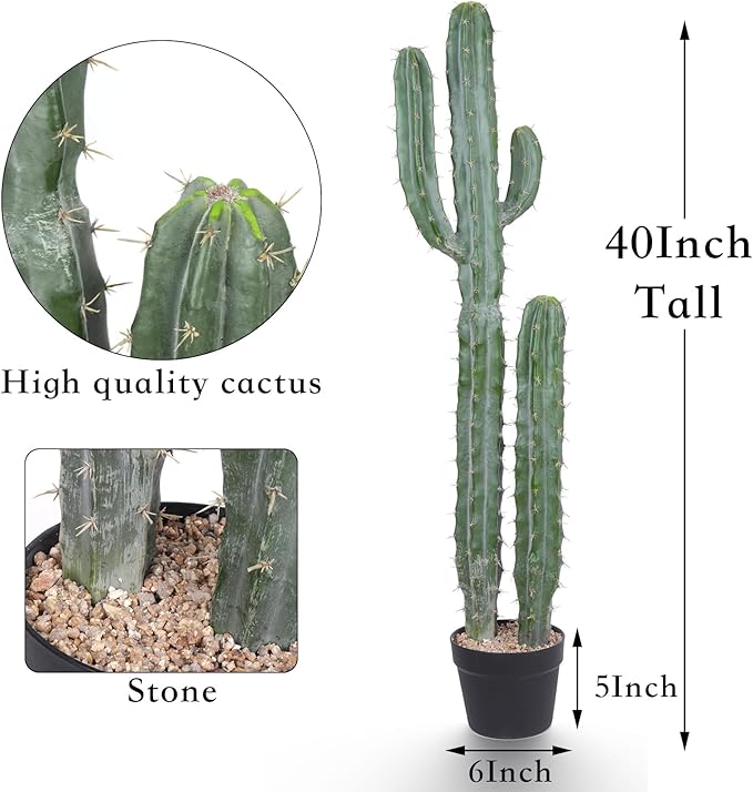 Artificial Cactus Potted Plant 40 Inch Faux Desert Cacti Fake Big Cactus Plant for Home Garden Office Indoor Outdoor Decoration