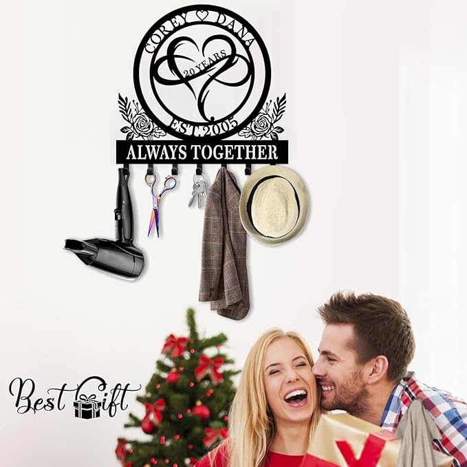 Personalized Gifts for Couples Infinite Heart Metal Hooks Custom Heart Metal Hooks Key Rack Personalized Key Holder for Wall Custom Key Hooks Key Holder for Wall Anniversary Wedding Gifts (Style 1)